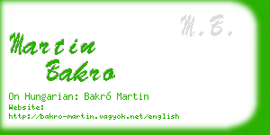 martin bakro business card