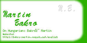 martin bakro business card